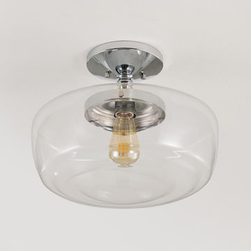 Marfa 14" Glass/Iron Farmhouse Modern LED Flush Mount - JONATHAN Y